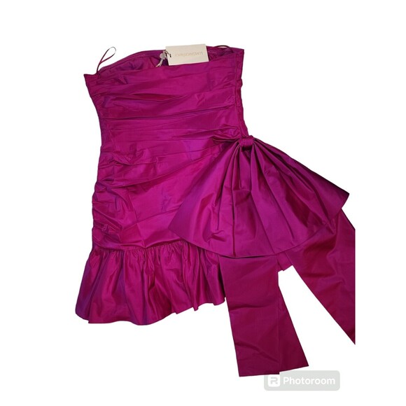 NWT $695 Loveshackfancy Noble Silk Mini Dress Cocktail Party 8 Flirty Fuschia - Picture 7 of 15